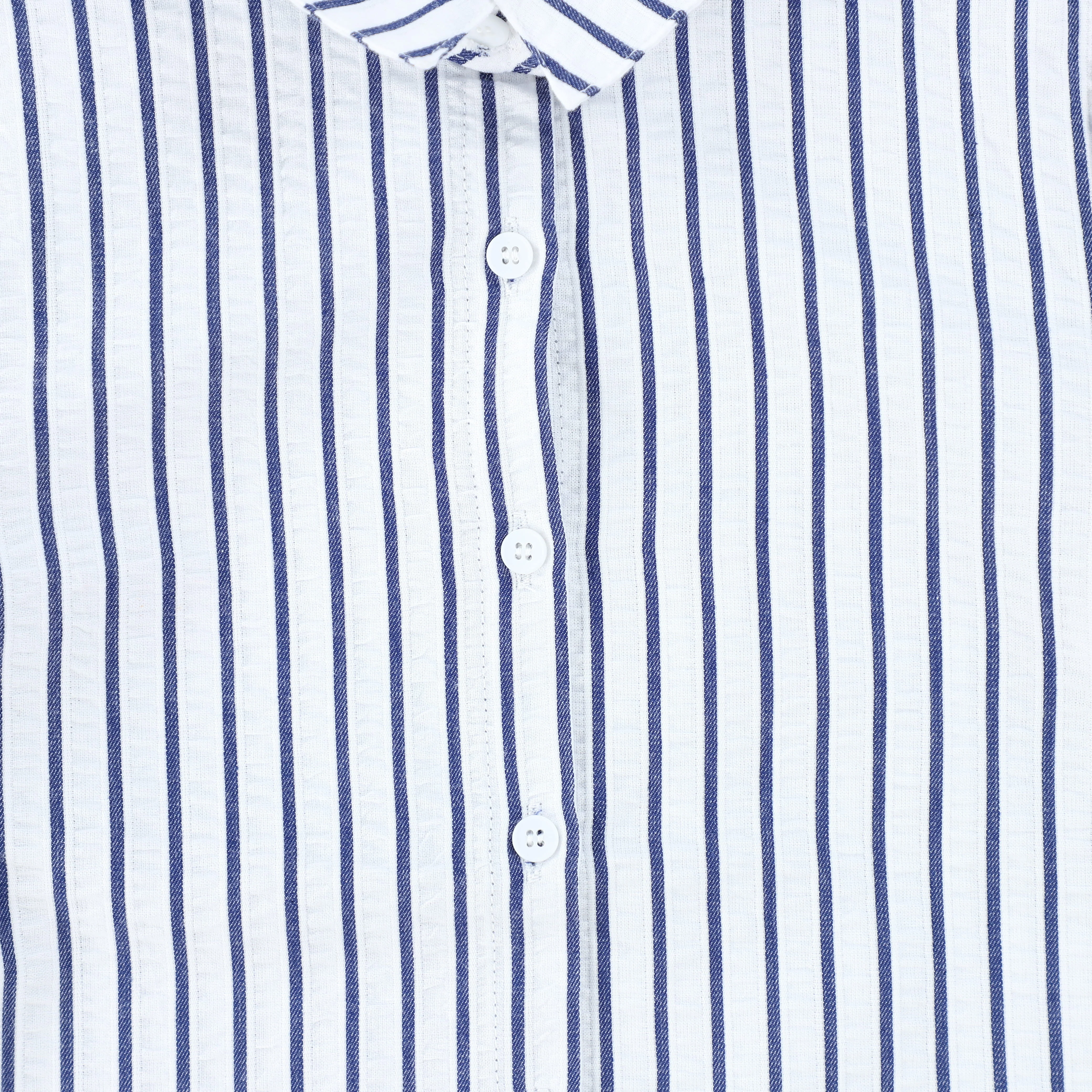 BACE COLLECTION NAVY/WHITE THICK STRIPED BUTTON DOWN BLOUSE [FINAL SALE] - Image 3