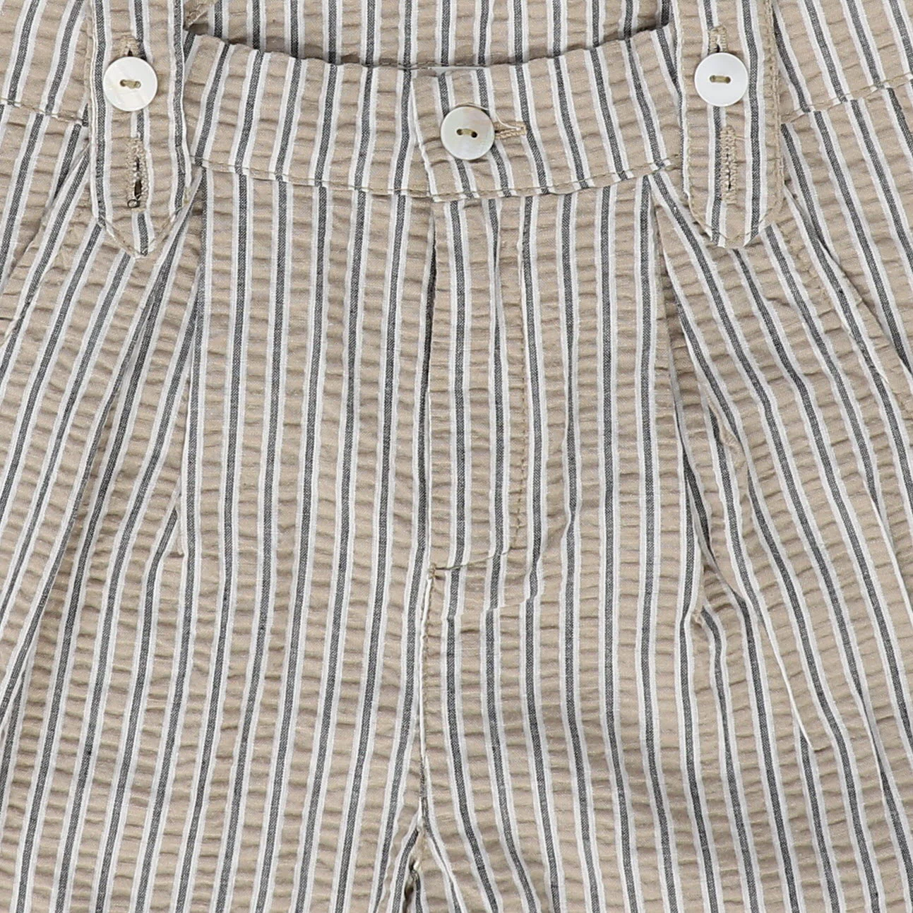 BACE COLLECTION WHITE/TAN THICK STRIPED SUSPENDER SHORTS [FINAL SALE] - Image 3