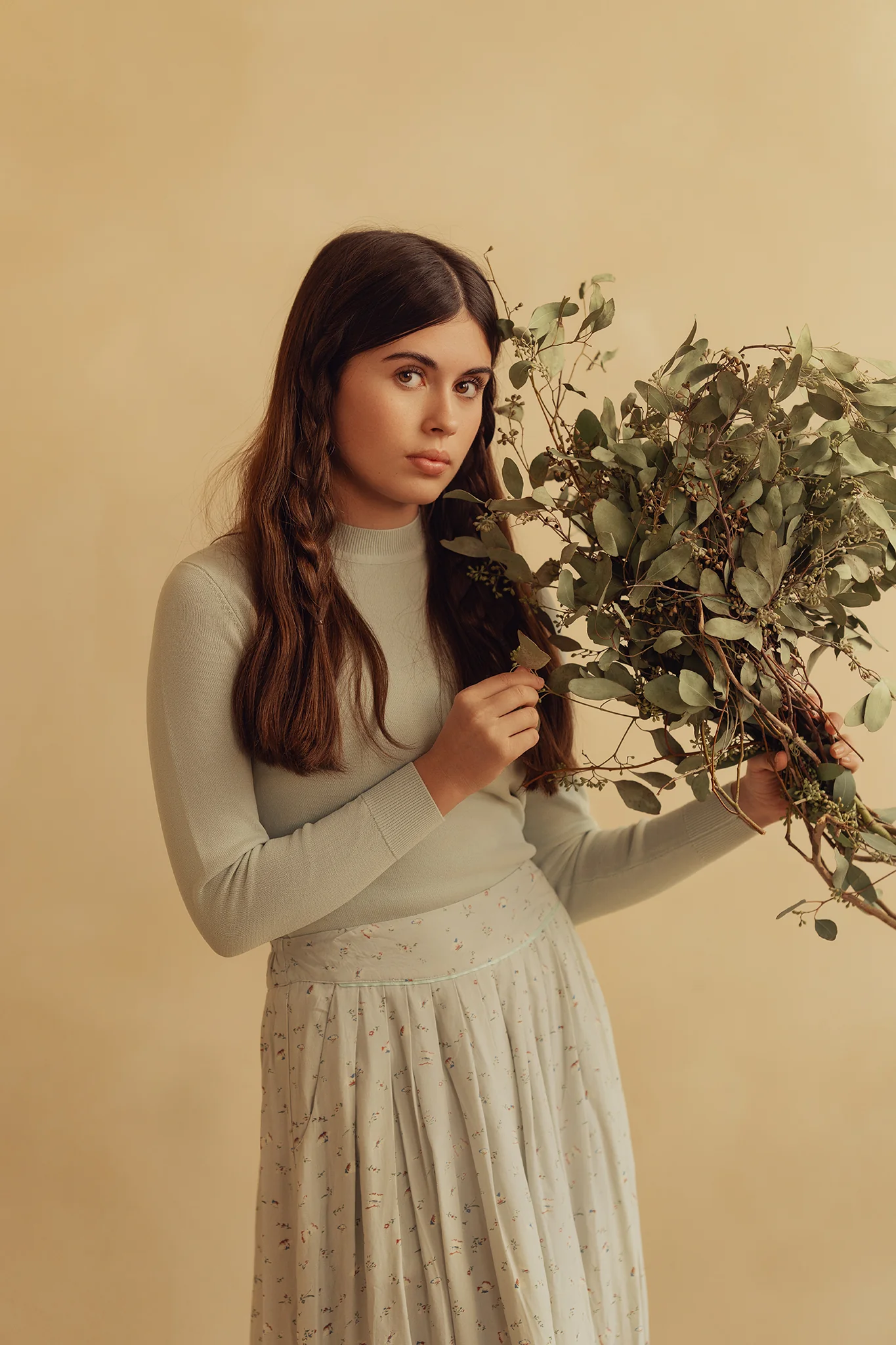 BAMBOO MINT GREEN MICRO PRINT SKIRT [FINAL SALE] - Image 4