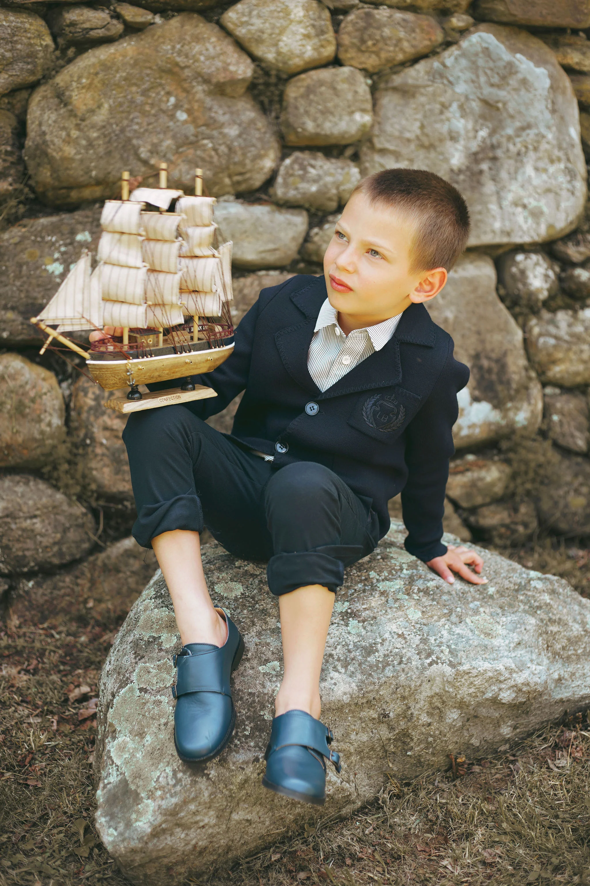 LE BOURDON NAVY THIN WOOL PANTS [FINAL SALE] - Image 4