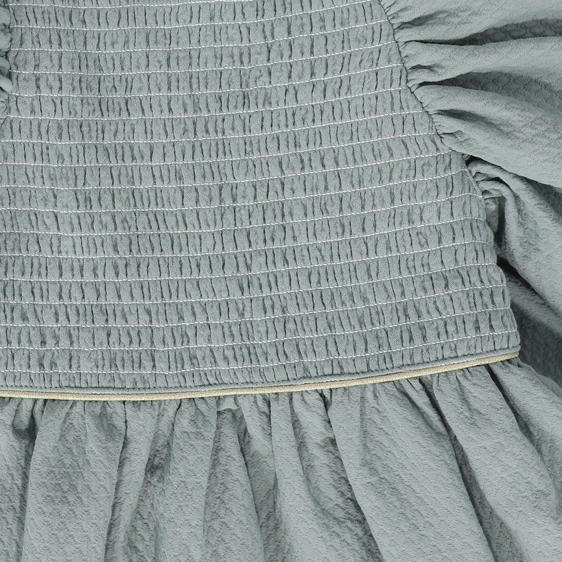 NUECES GREEN TEXTURED PUFF SLEEVE DRESS [FINAL SALE] - Image 3