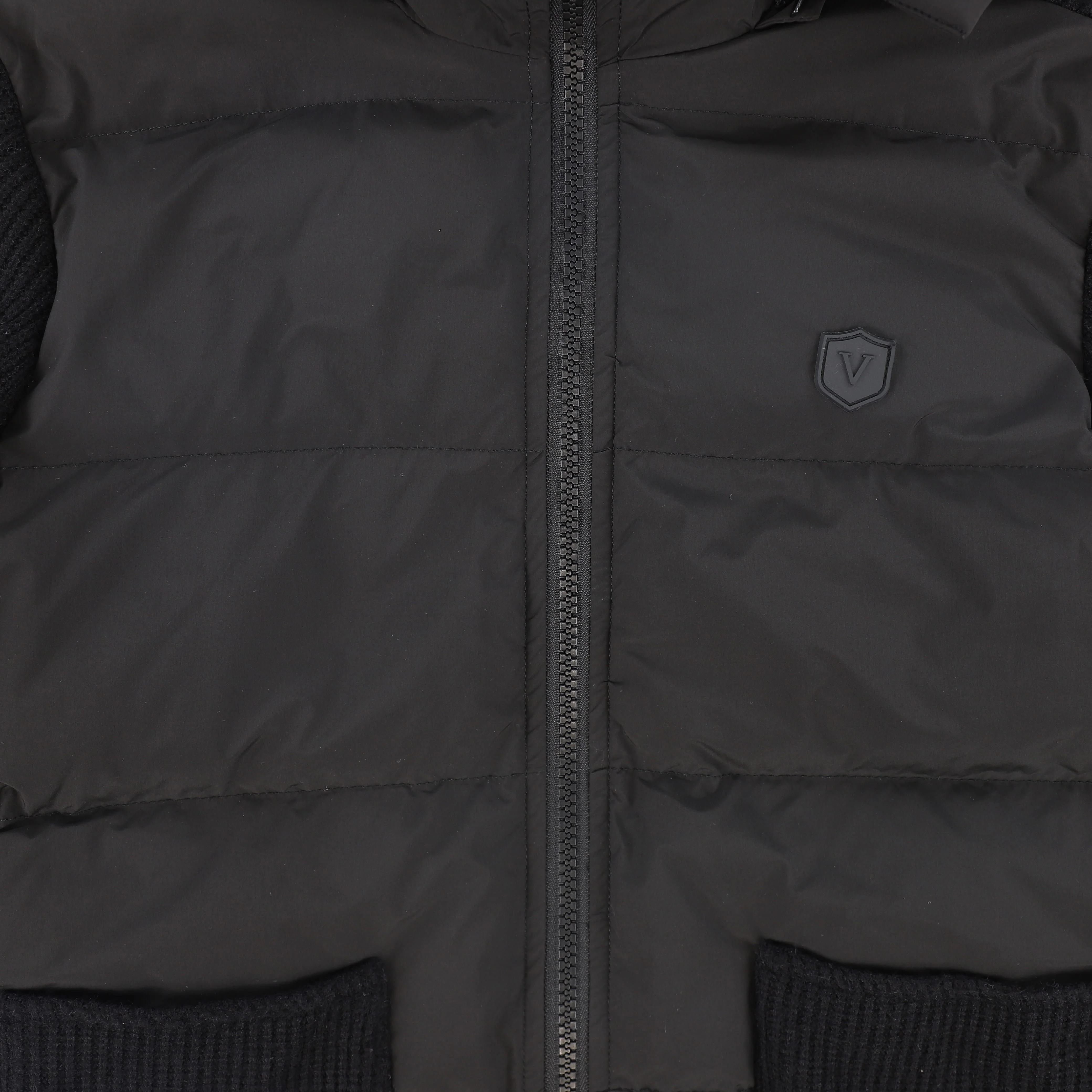 VALENTINA BLACK KNIT POCKET PUFFER JACKET[ FINAL SALE] - Image 3