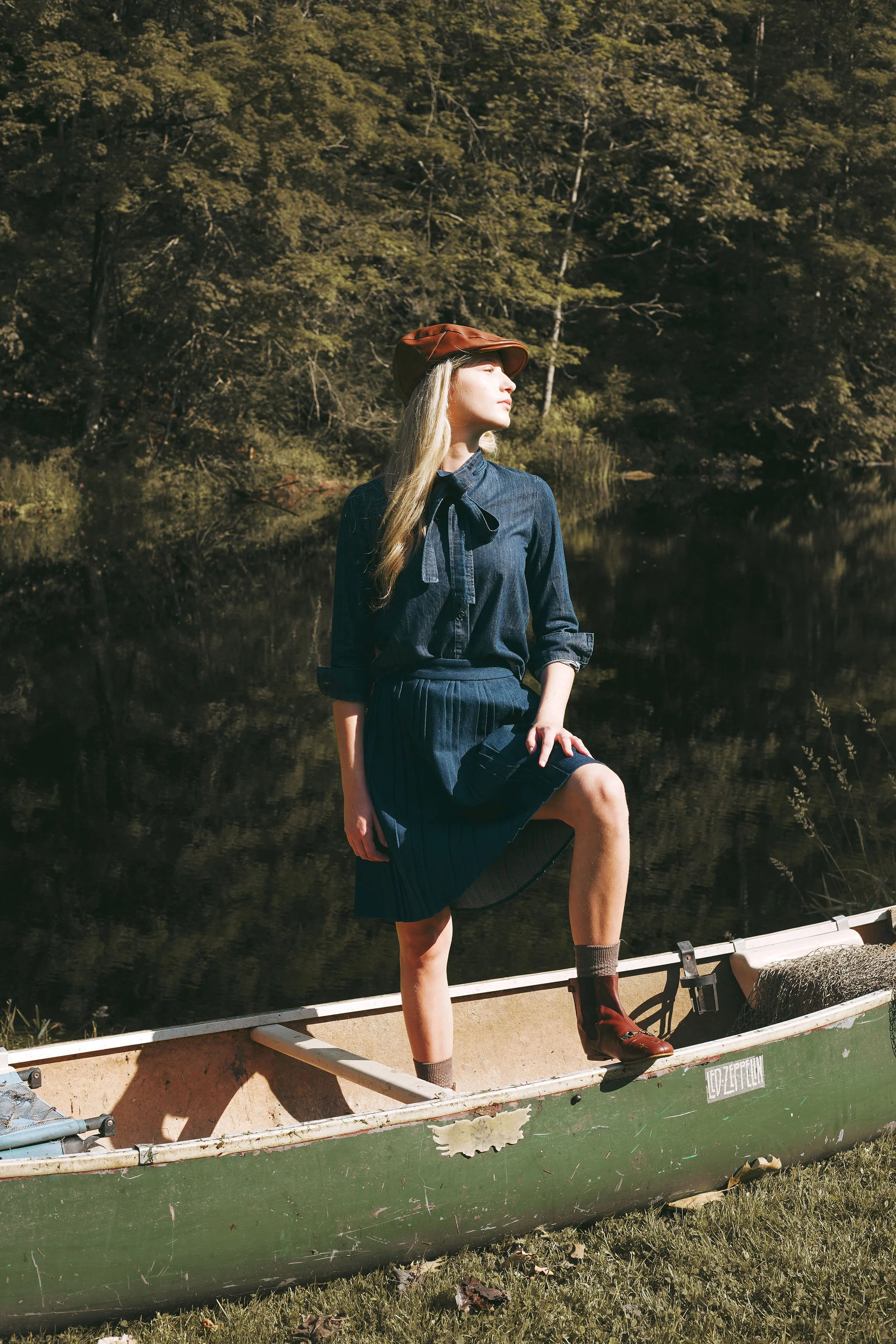 VALENTINA BLUE DENIM PLEATED SKIRT [FINAL SALE] - Image 4