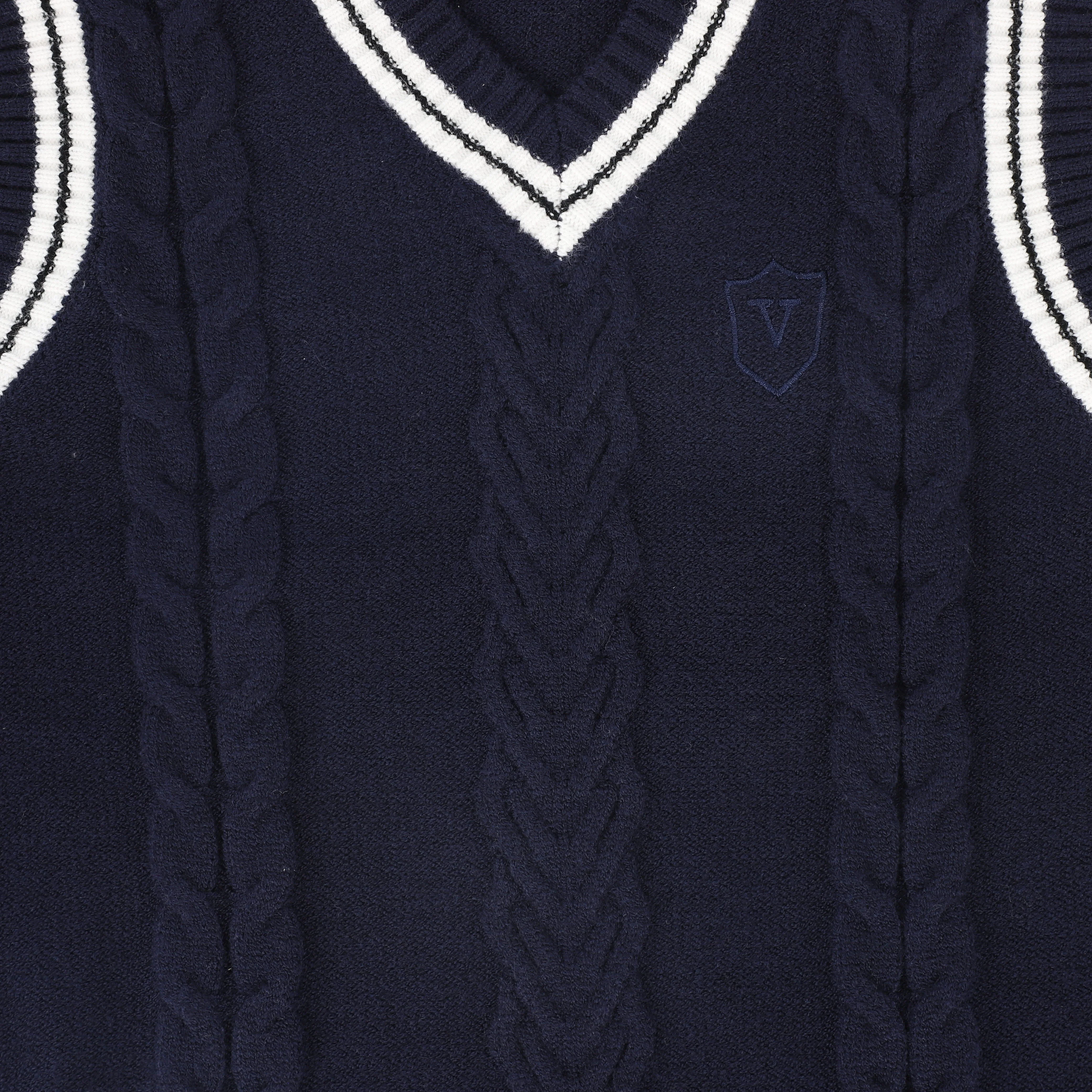 VALENTINA NAVY CABLE KNIT FLOWER VEST [FINAL SALE] - Image 3