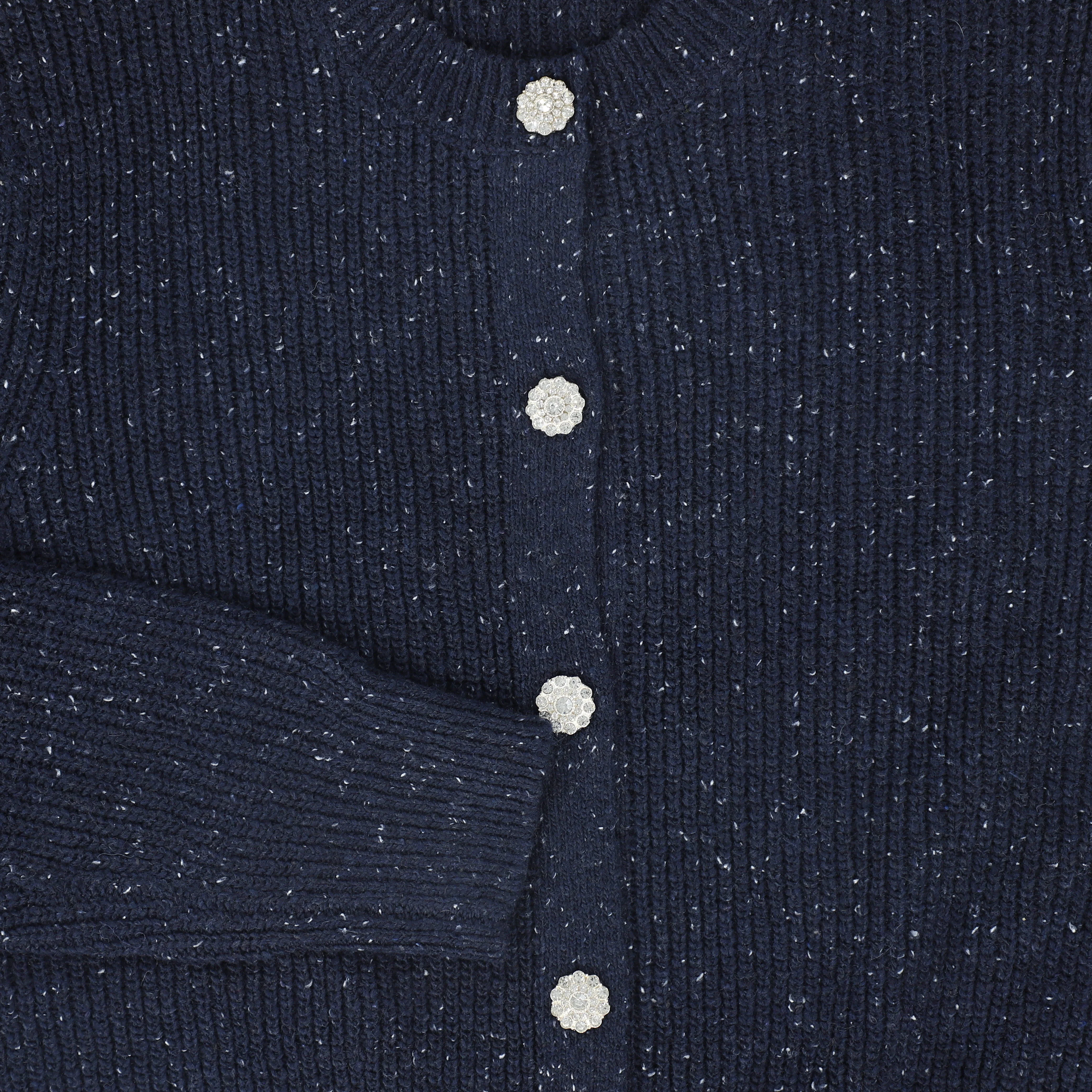 VALENTINA NAVY DIAMOND CHUNKY KNIT CARDIGAN [FINAL SALE] - Image 3